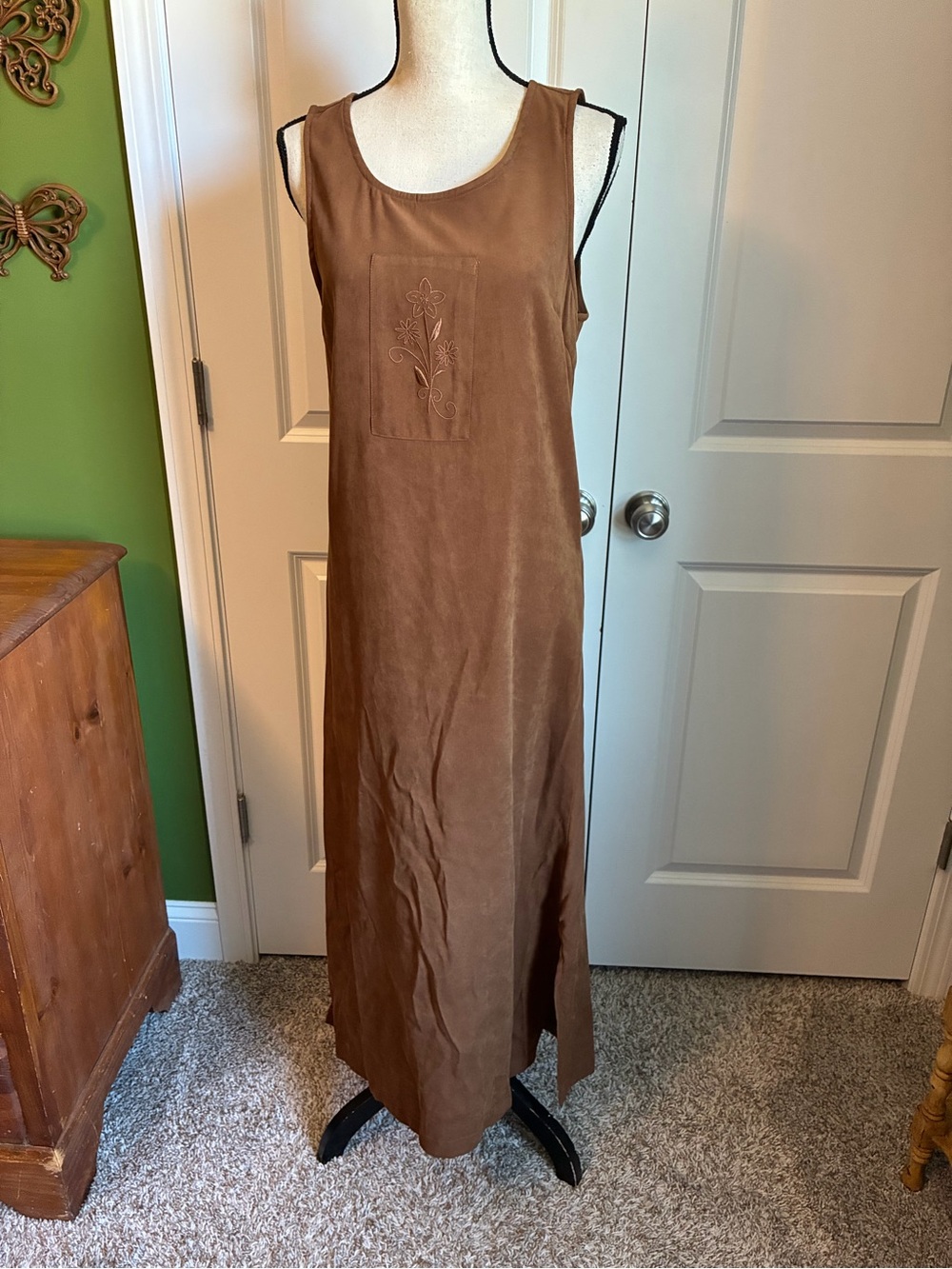 Mountain Lake Casuals Brown Sleeveless Maxi Dress Medium Fall 90s